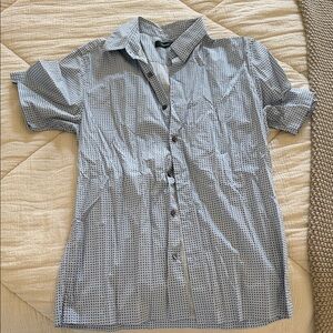 Theory Men's Gray Patterned Button Down Shirt